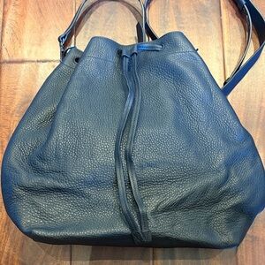 Vince Leather Drawstring Convertible Bucket Backpack